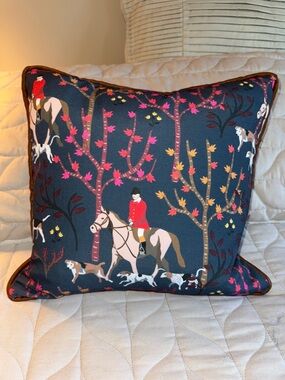 Horse Country Warrenton VA  Horse and Hound Navy Pillow by Susan Polson 18x18